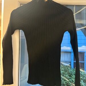 Sezane Black Ribbed Turtleneck Sweater